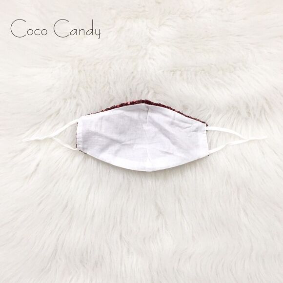 🆕Luxury Red Sequin Face Mask - Picture 10 of 11